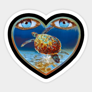 Sea turtle eye heart love Sticker